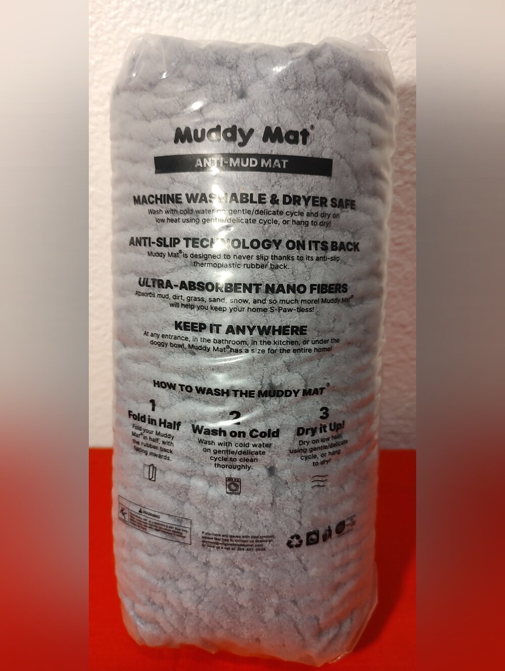 Muddy Mat Anti-Mud Door Mat Grey 18x28 Ultra Absorbent Chenille Pet Rug NEW